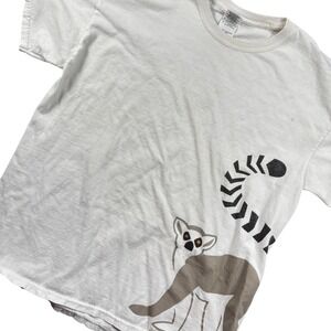 VTG Safari Lemur Graphic T Shirt White Sz L‎ Zoo grunge Streetwear 90s Y2K